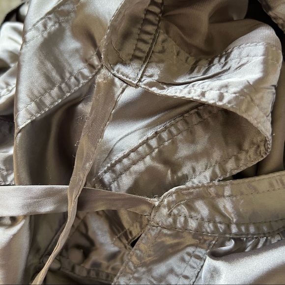 Y2K Silver Satin V-Neck Neck Tie Short Sleeve Bubble Mini Dress - Picture 15 of 16